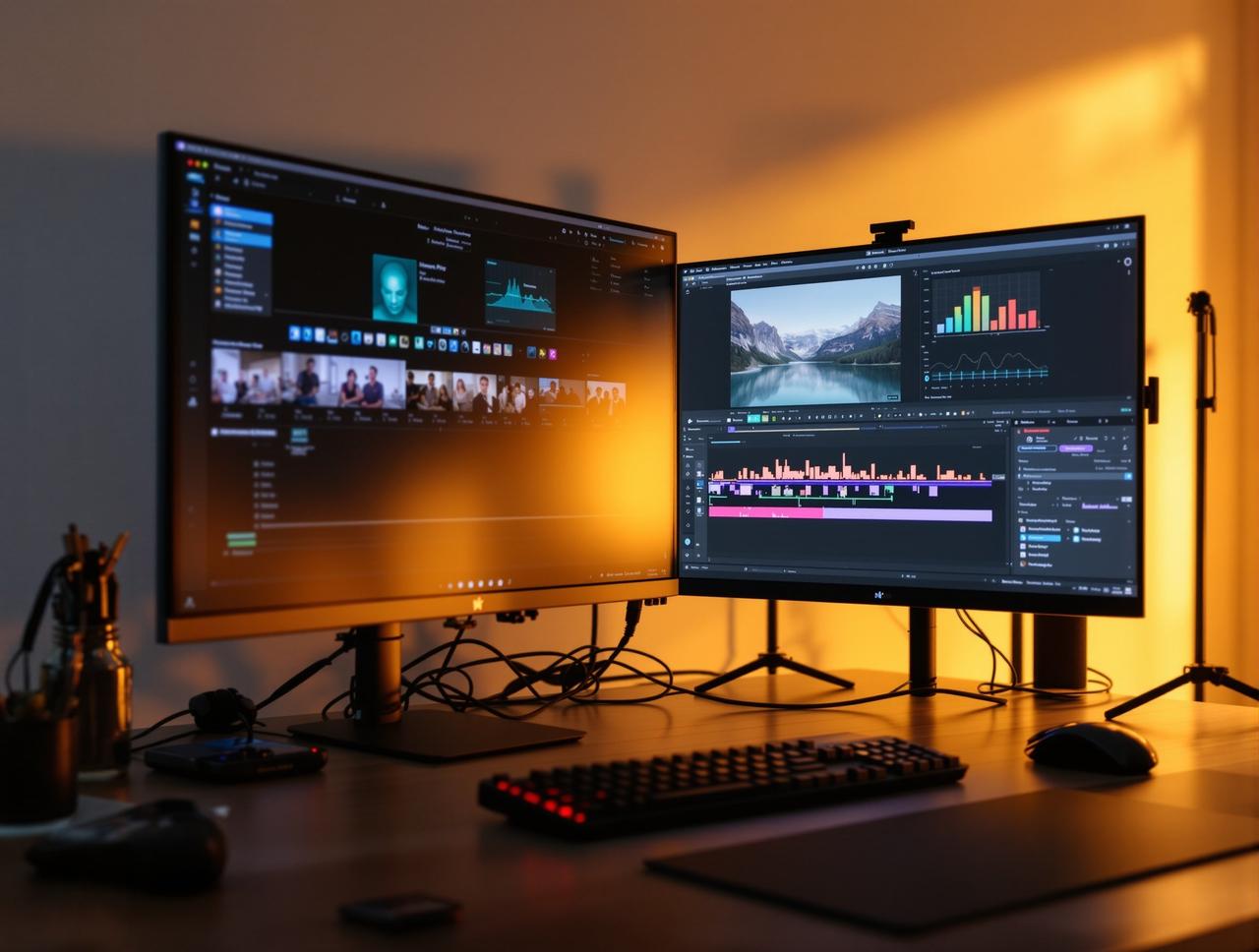 橘子影视后期制作团队工作场景 - 专业影视剪辑与色彩校正